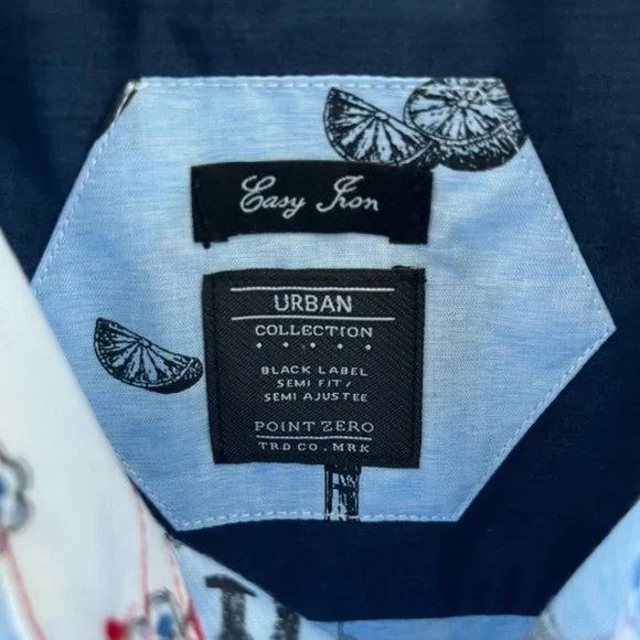 NWT Point Zero Black Label Semi Fit summer party s/s button down (Unisex S/M) - Picture 5 of 5